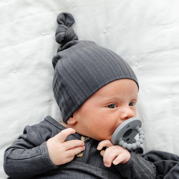 Hudson Ribbed Top Knot Hat