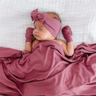 Marjorie Ribbed Newborn Headband Bundle (Gown)