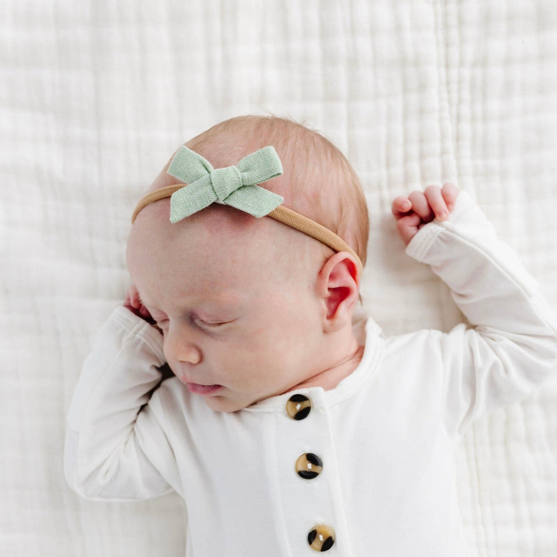 Linen Bow - Sage Headband