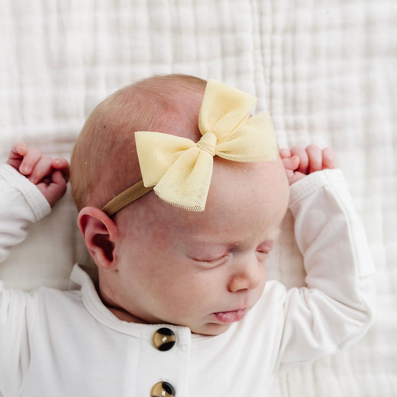 Tulle Bow - Lemon Headband