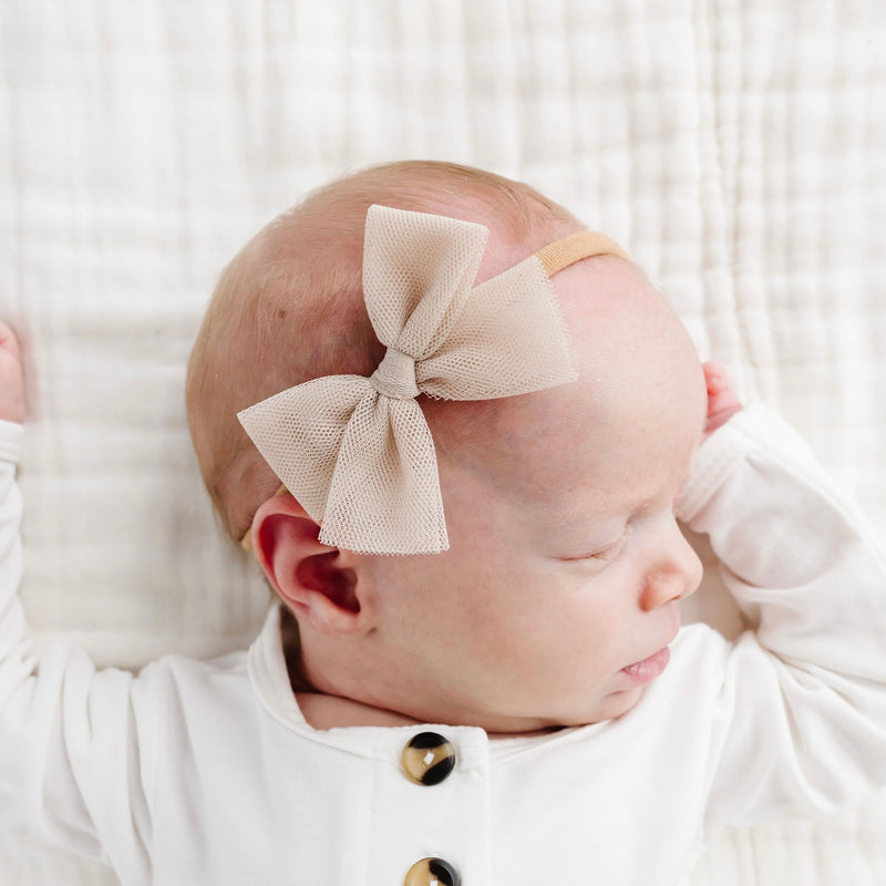 Tulle Bow - Sand Headband