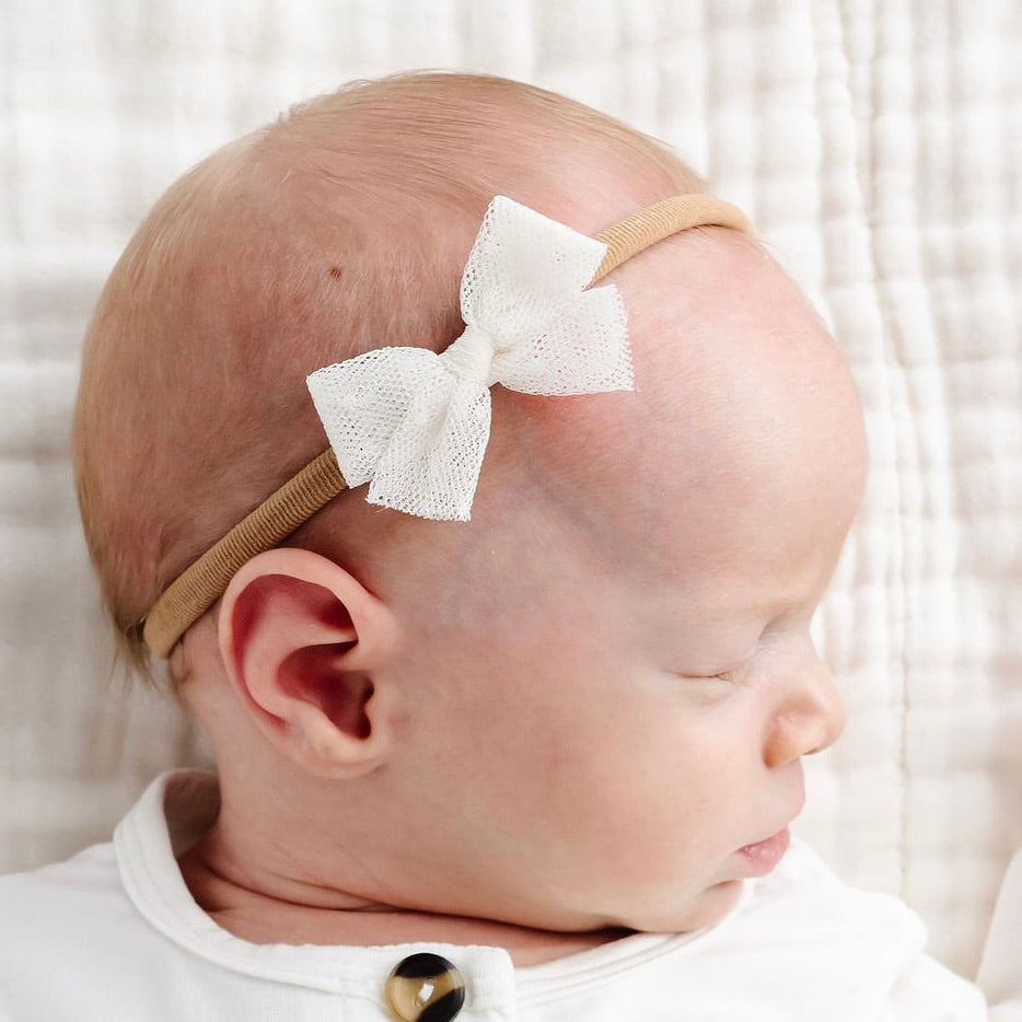 Tulle Bow - Ivory Dot Headband