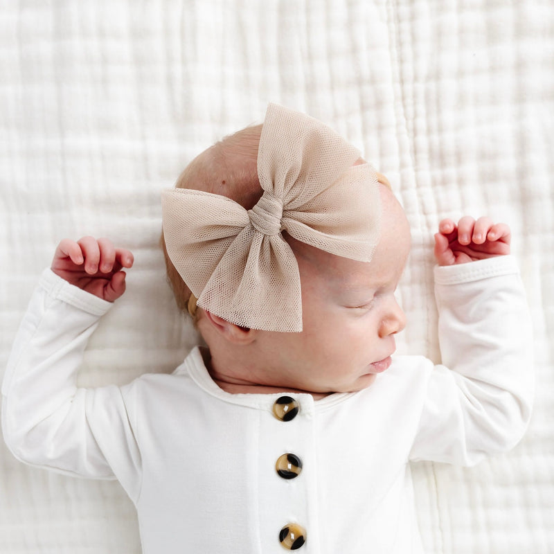 Tulle Bow - Sand Headband