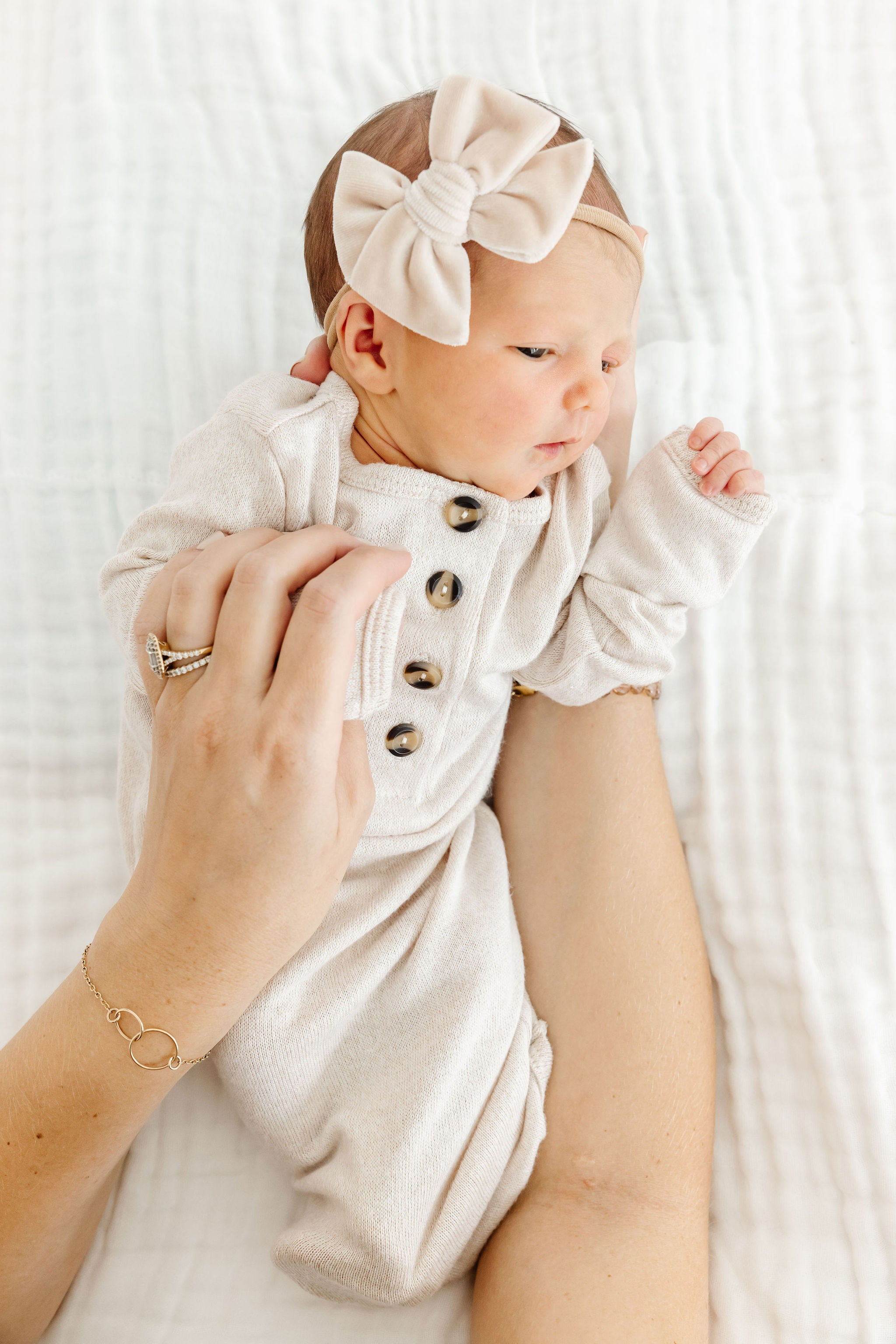 Dakota Plush Knit Newborn Headband Bundle (Gown)