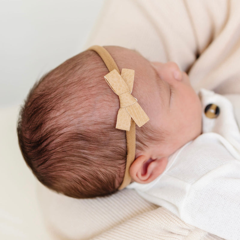 Leather - Tan Bow Headband