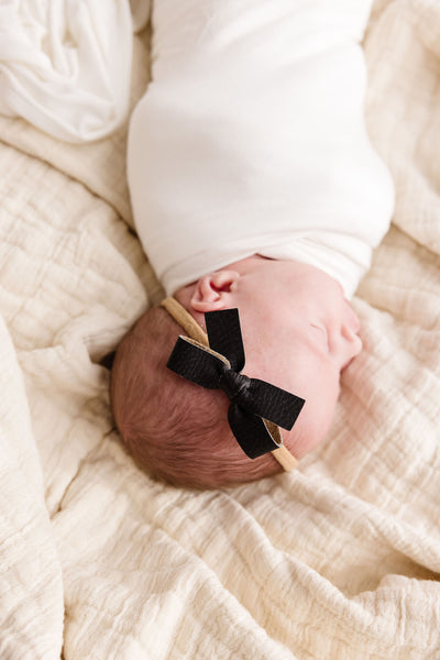 Leather - Raven Bow Headband