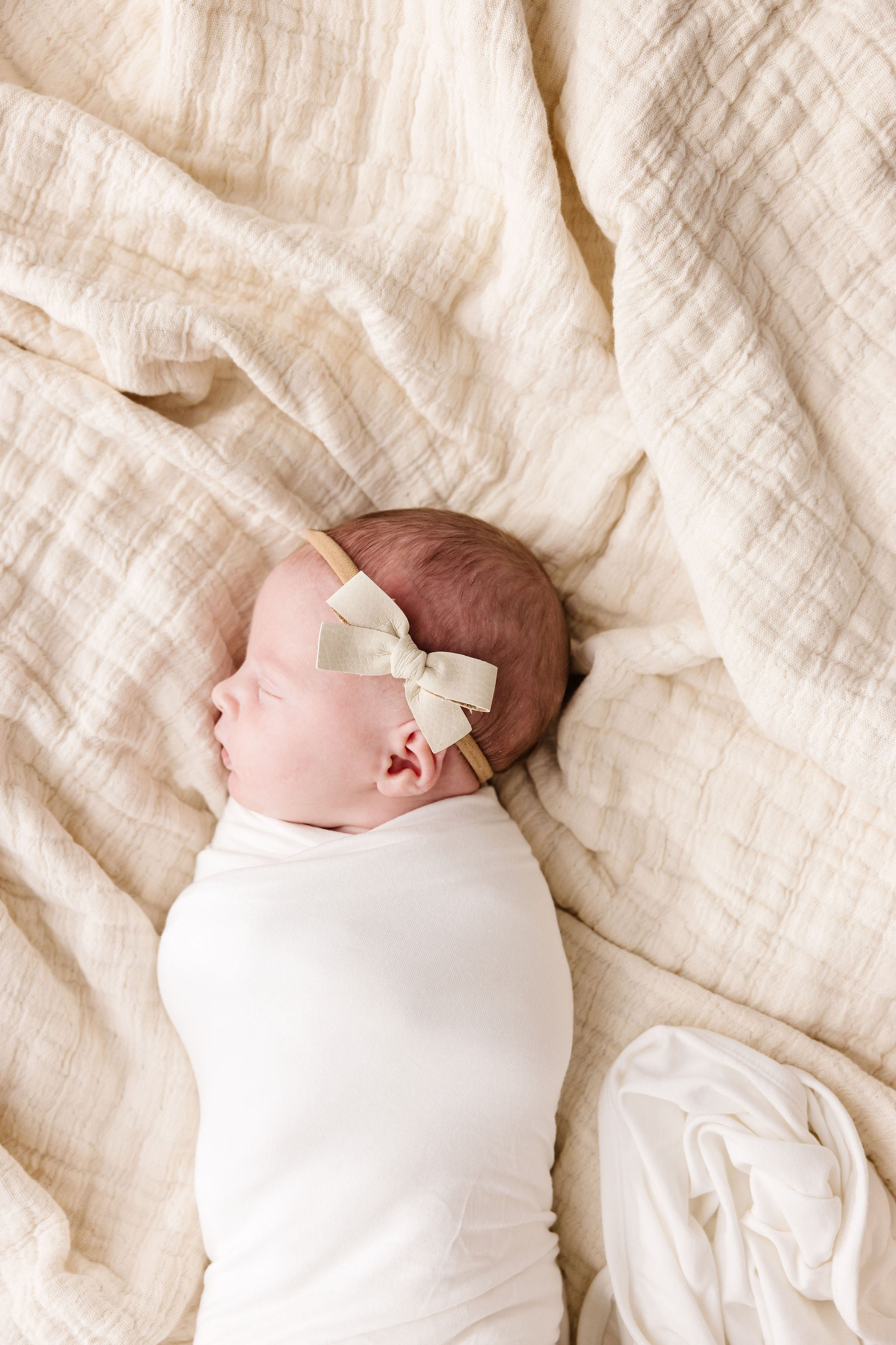 Leather - Ivory Bow Headband