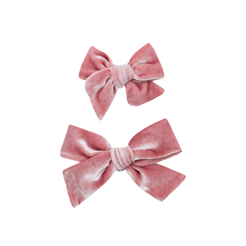 Velvet Bow Hair Clip 3 Pack: Petal