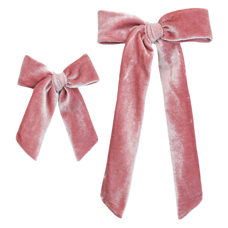 Velvet Sash - Berry Bow Clip