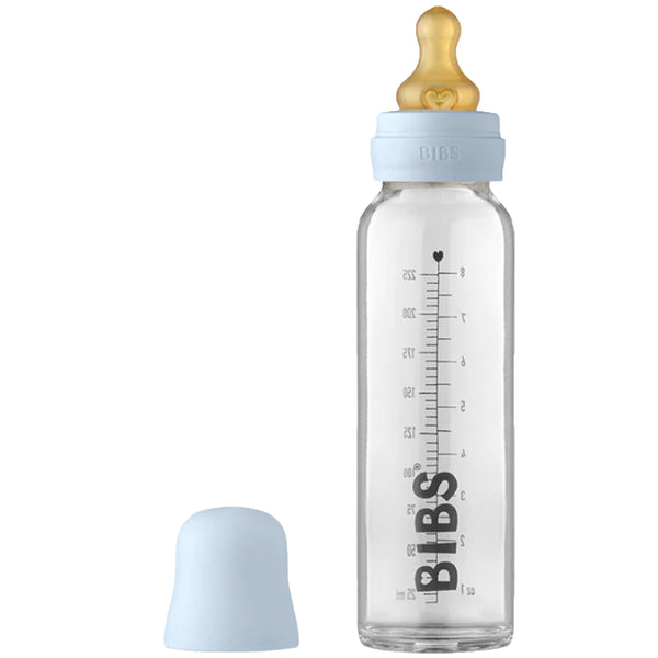 Bibs Baby Glass Bottle Complete Set: Baby Blue