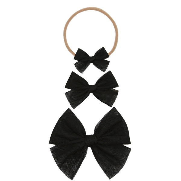 Tulle Bow - Black Headband
