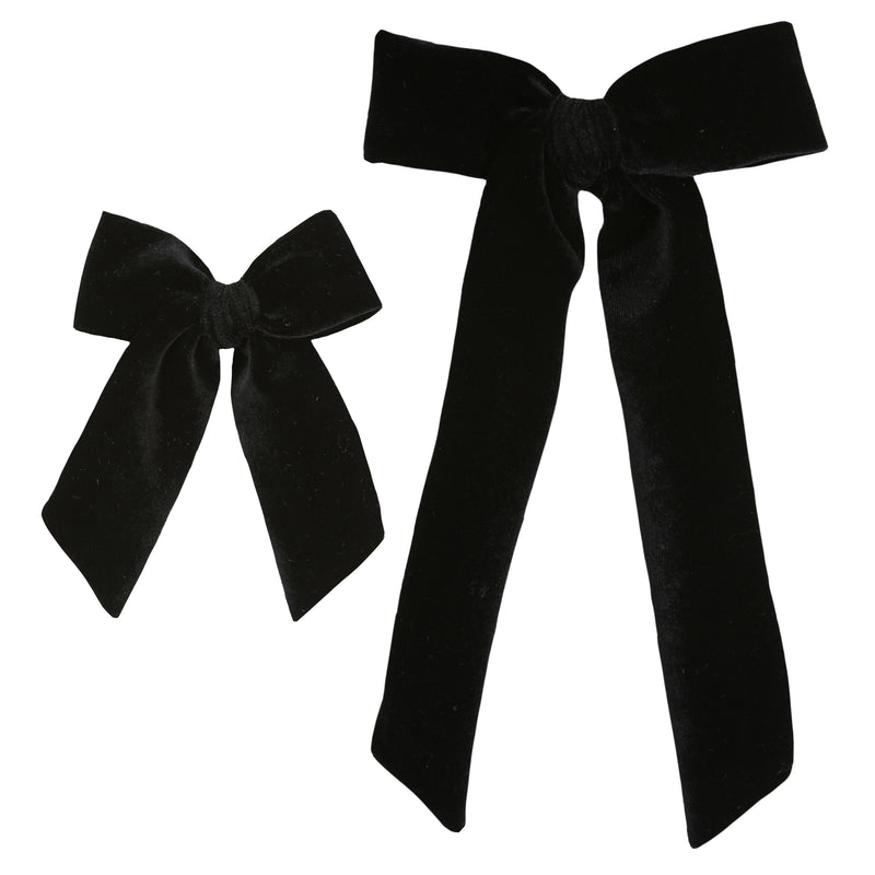 Velvet Sash - Black Bow Clip Small Bow / Alligator Clip