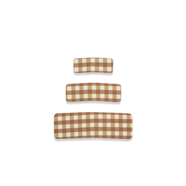 Leather - Bronze Check Snap Clip