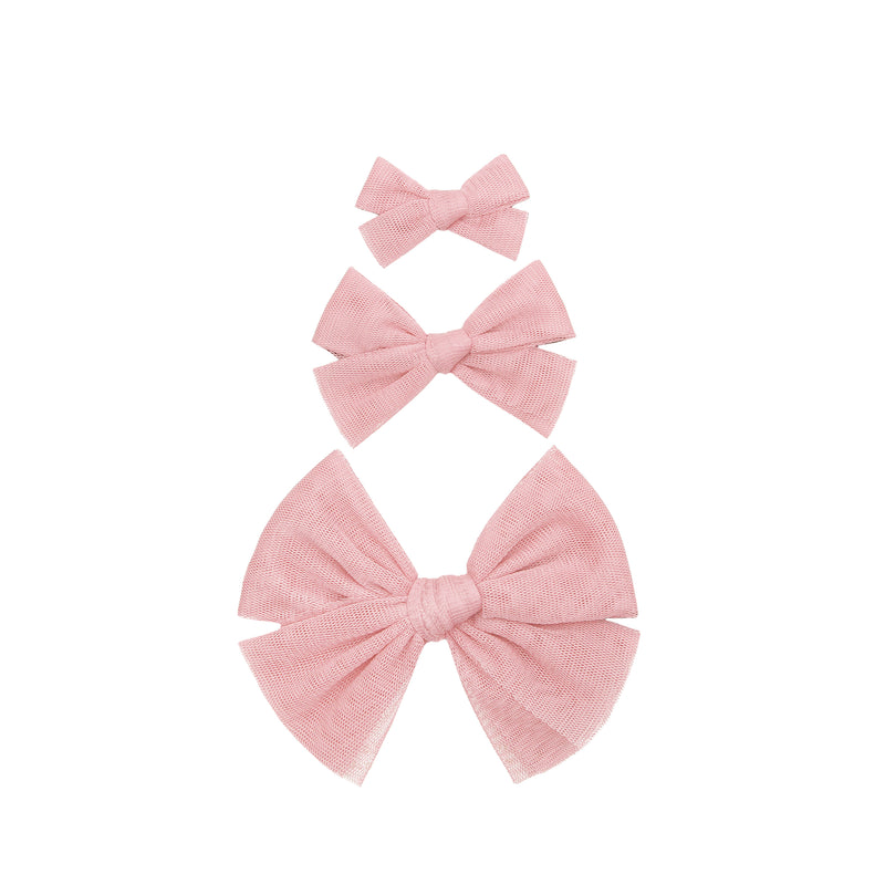 Tulle Bow 3 Pack: Blush Clips