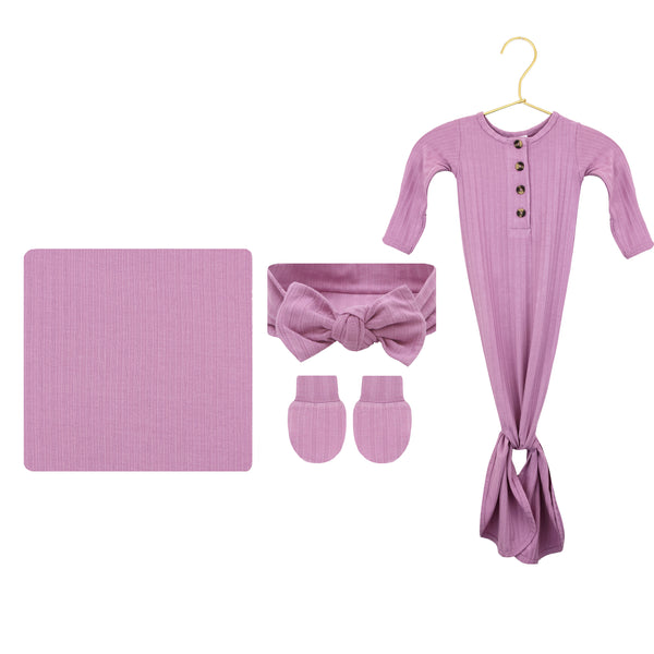 Juliet Ribbed Newborn Headband Bundle (Gown)