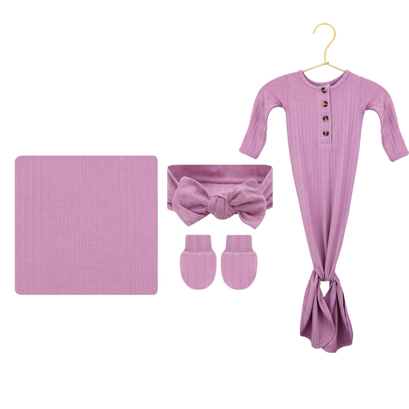 Juliet Ribbed Newborn Headband Bundle (Gown)