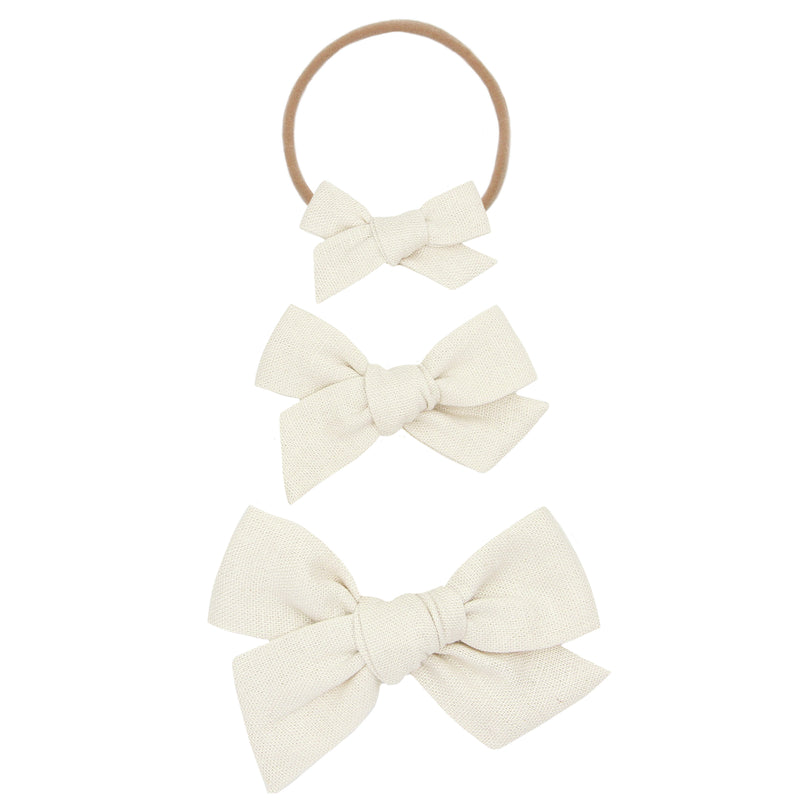 Linen Bow - Ivory Headband