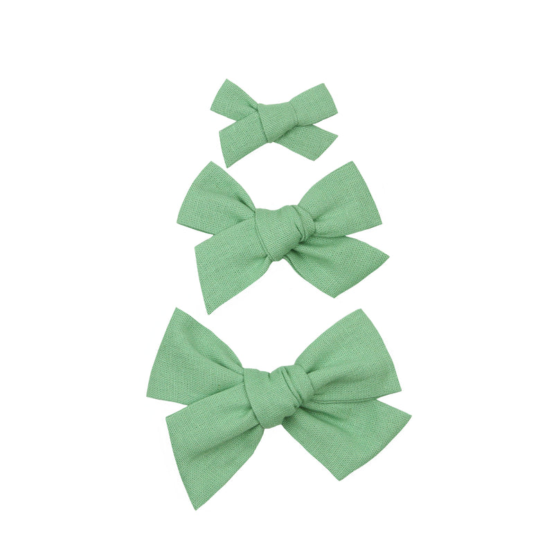 Linen Bow - Jade Clip