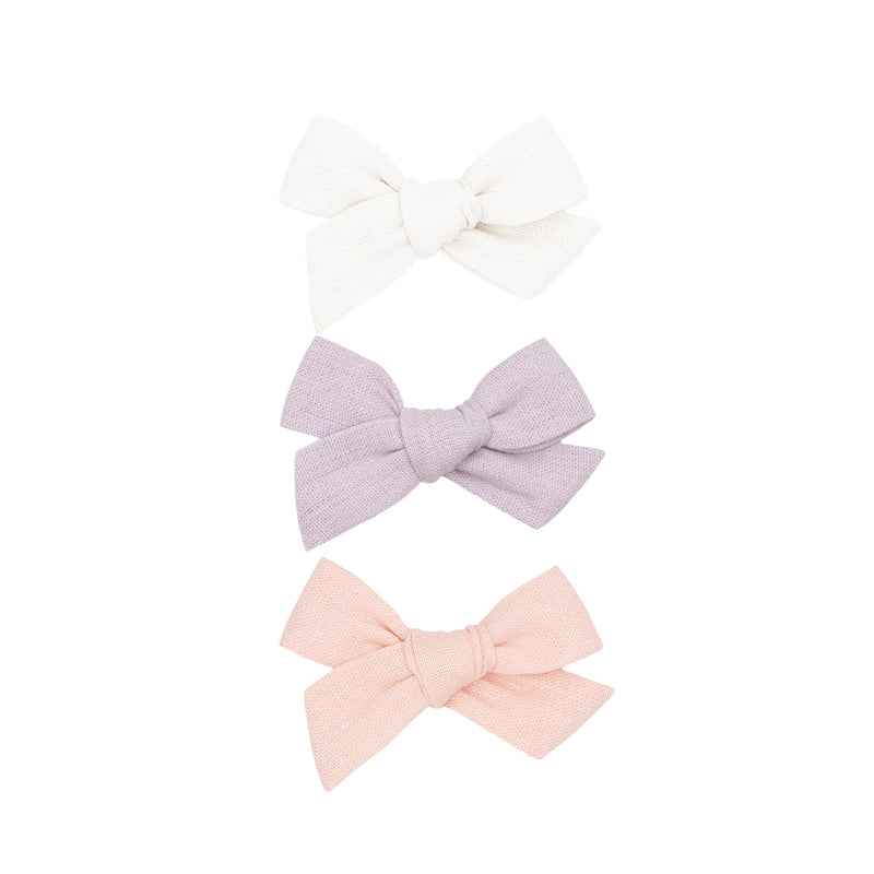 Linen Bow 3 Pack: Lavender Clips