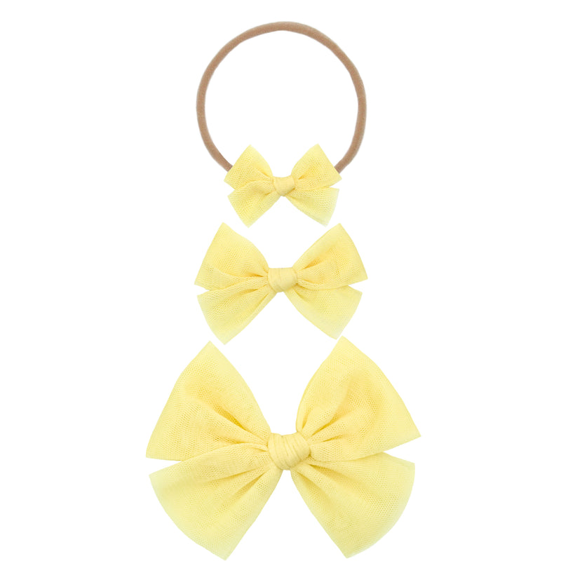 Tulle Bow - Lemon Headband