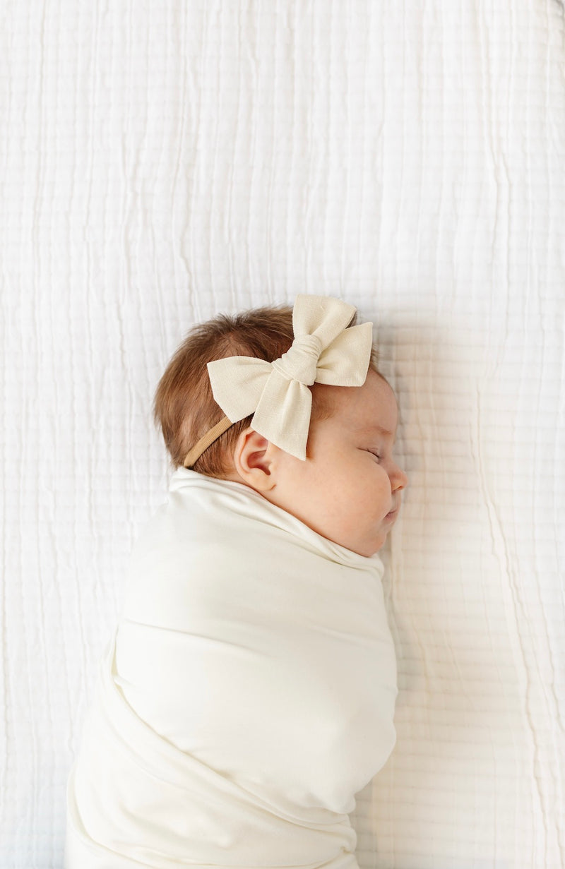 Linen Bow - Ivory Headband