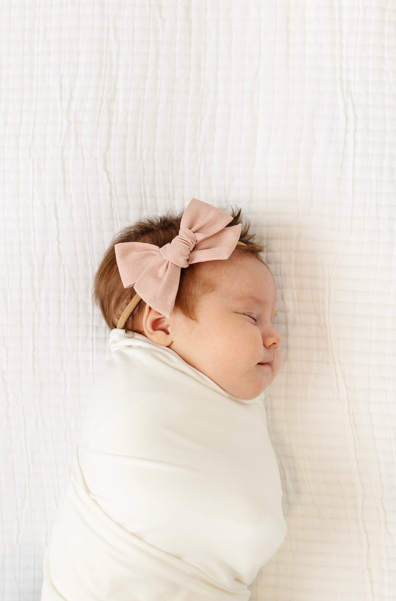 Linen Bow - Rose Headband