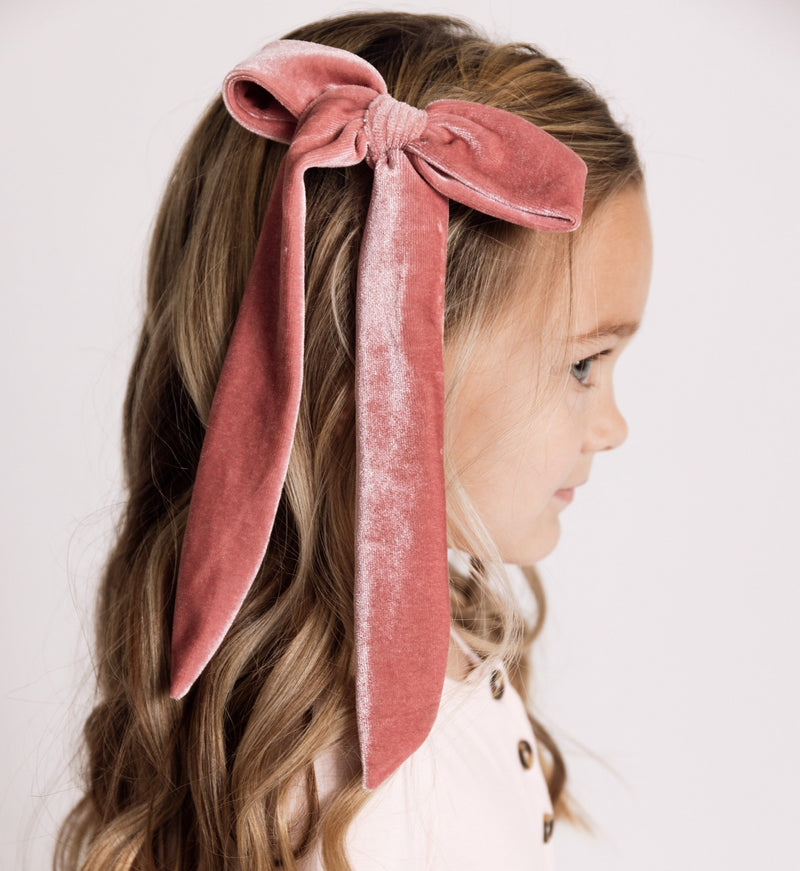Velvet Sash - Berry Bow Clip