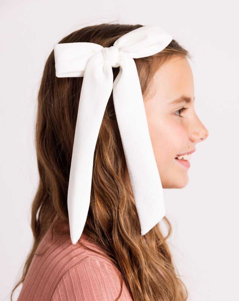 Velvet - Ivory Bow Sash Clip