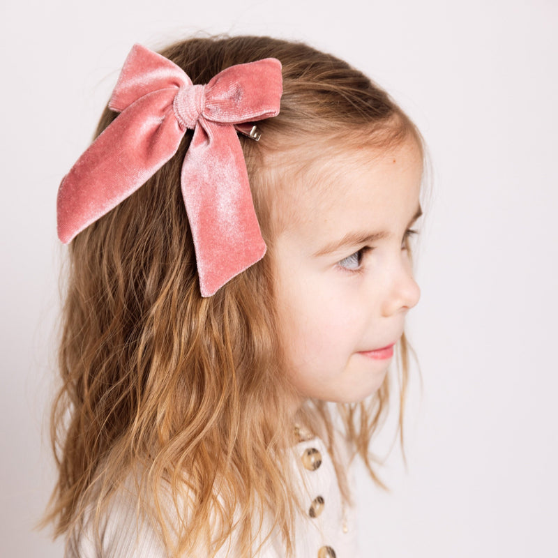 Velvet Sash - Berry Bow Clip