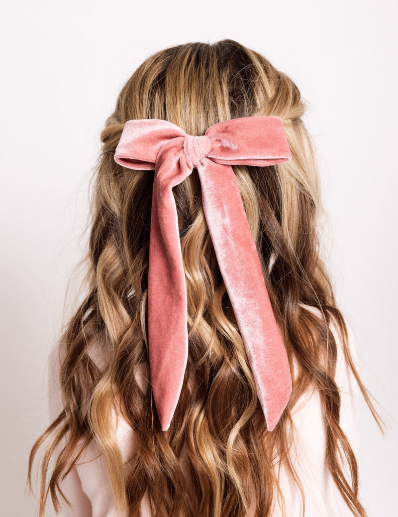 Velvet Sash - Berry Bow Clip