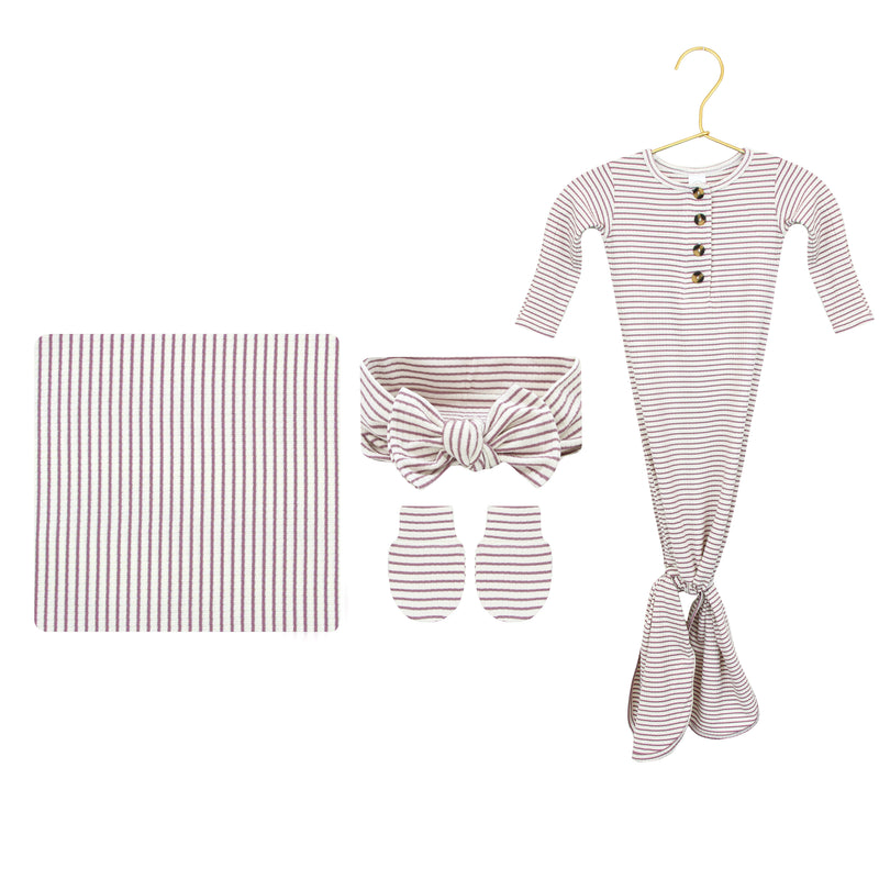 Vivian Ribbed Newborn Headband Bundle (Gown)