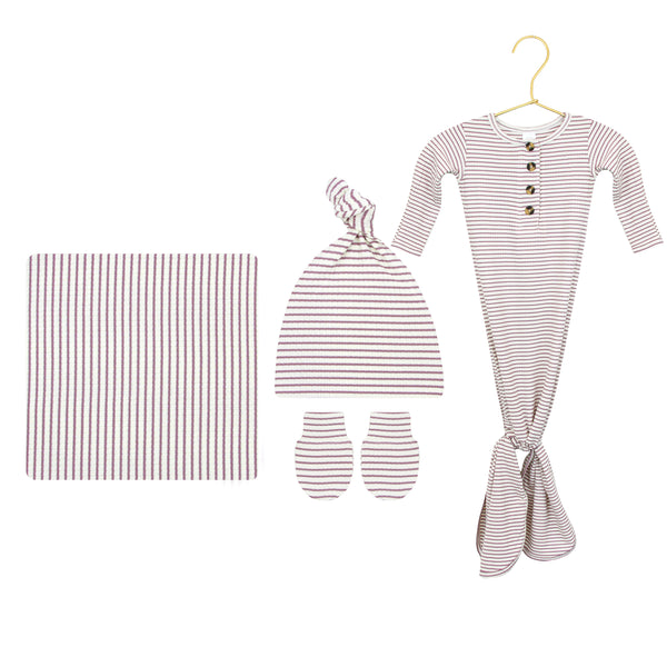 Vivian Ribbed Newborn Hat Bundle (Gown)