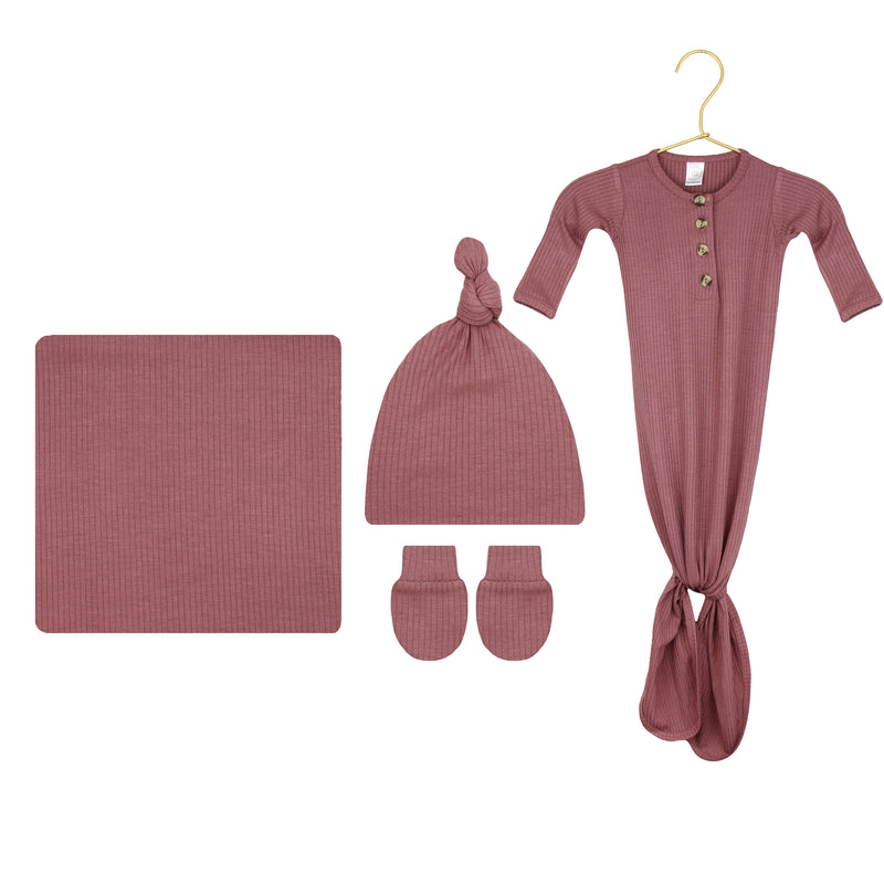 Marjorie Ribbed Newborn Hat Bundle (Gown)