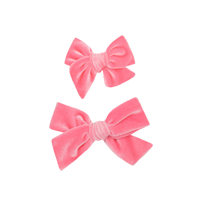 Velvet - Melon Pink Bow Clip