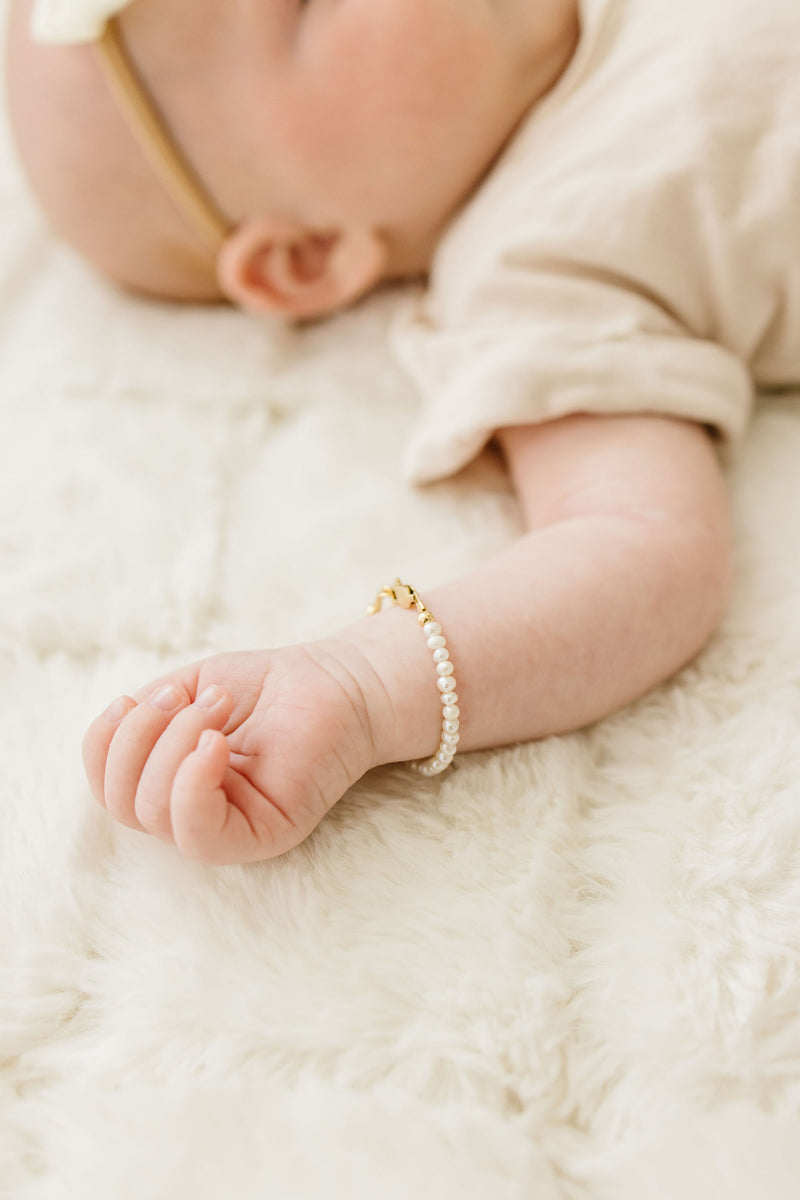 Infant Pearl Bracelet in Gold by Grow-With-Me® - BeadifulBABY