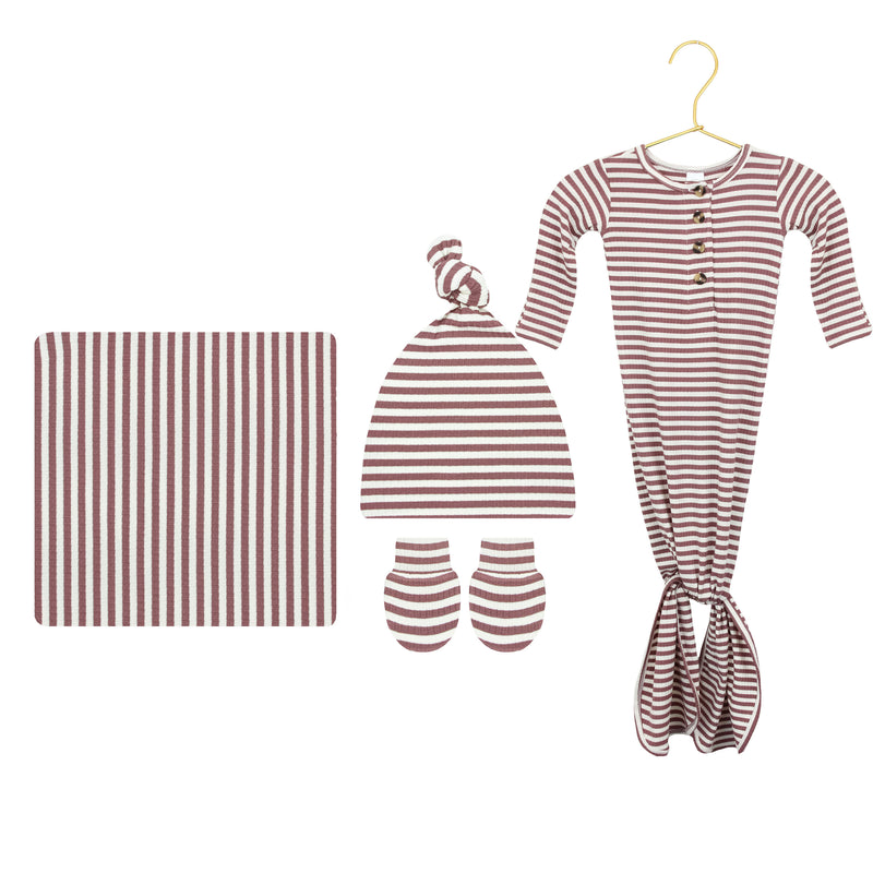 Naomi Ribbed Newborn Hat Bundle (Gown)