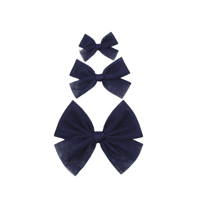 Tulle Bow - Navy Clip
