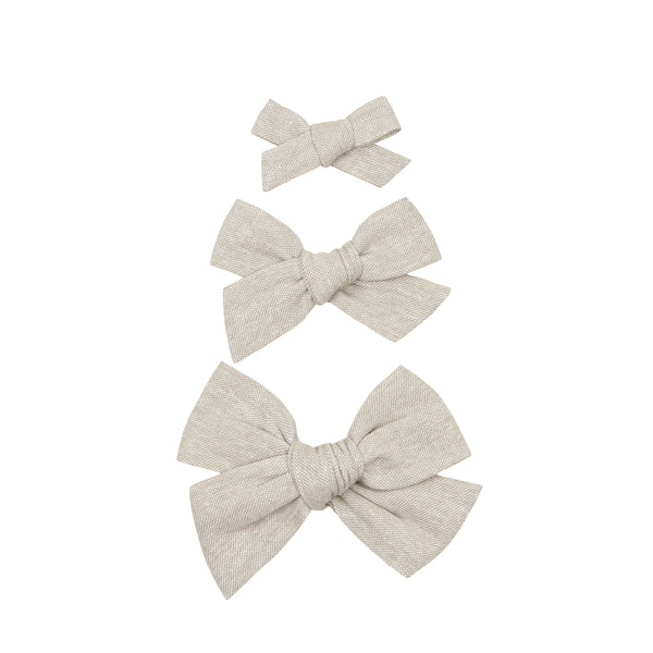 Linen Bow - Oatmeal Chambray Clip