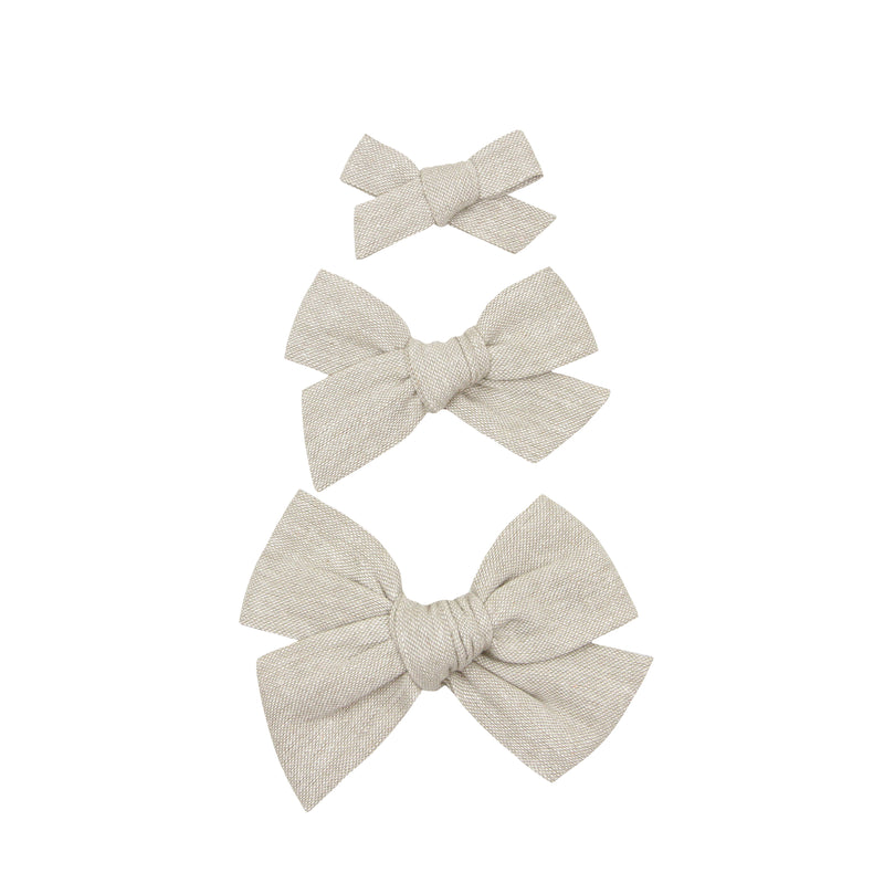 Linen Bow - Oatmeal Chambray Clip