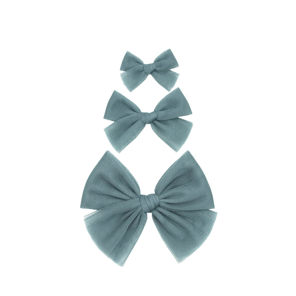 Tulle Bow - Ocean Clip