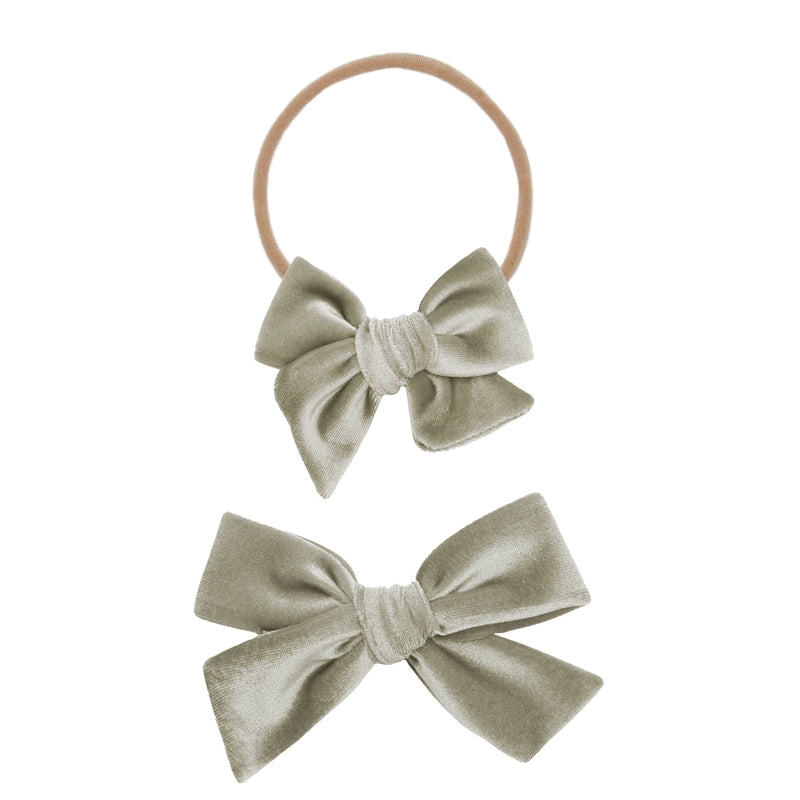 Velvet - Pewter Bow Headband