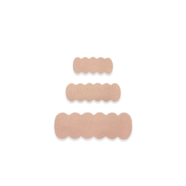 Leather - Pale Blush Scallop Snap Clip