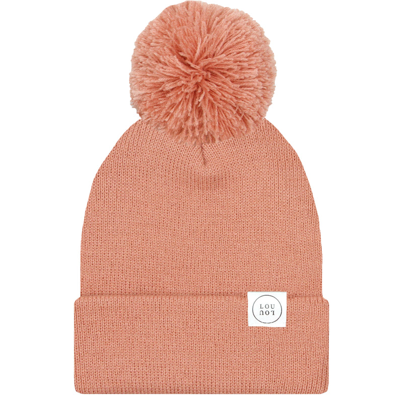 Beanie with Pom - Salmon Pink