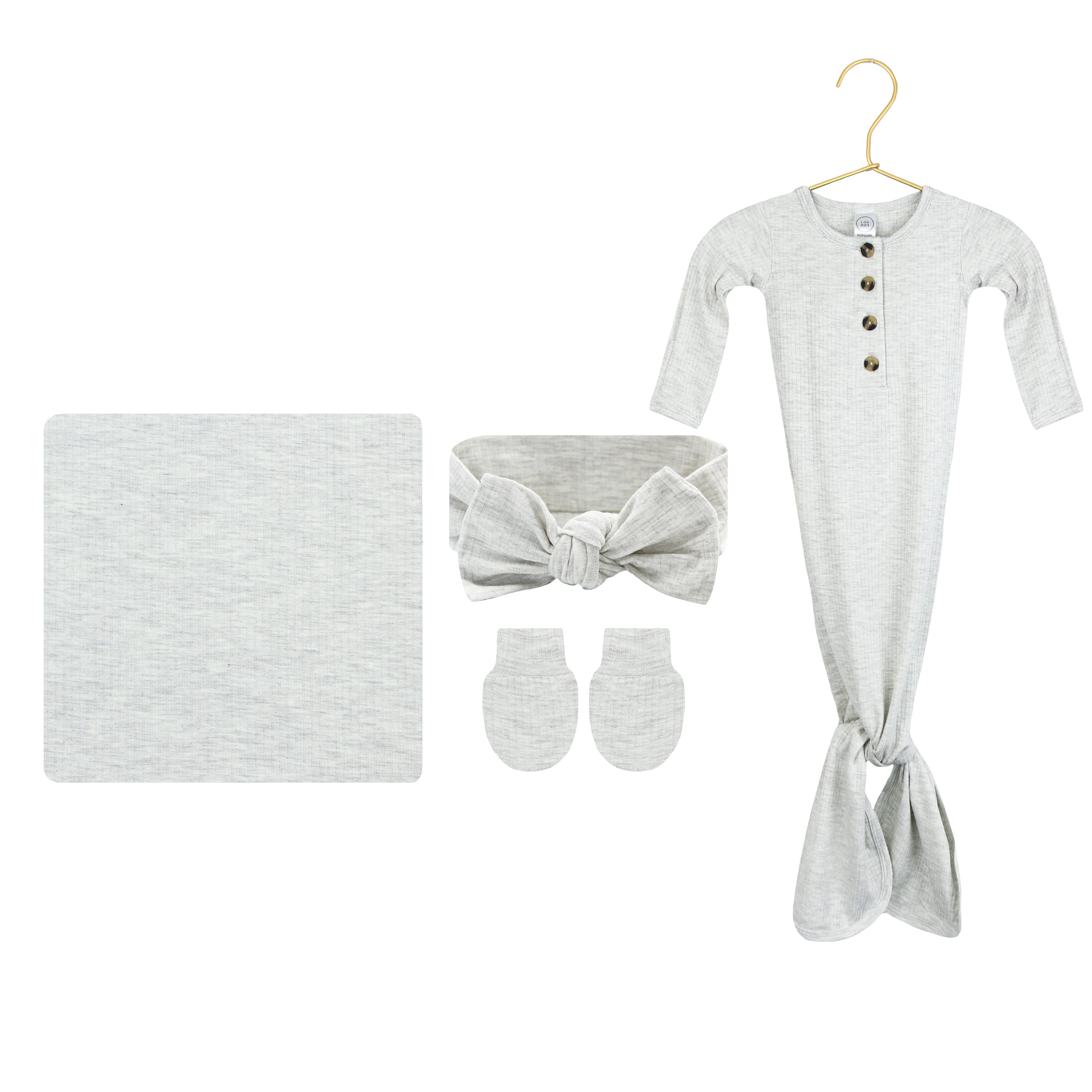 Stevie Ribbed Newborn Headband Bundle (Gown)