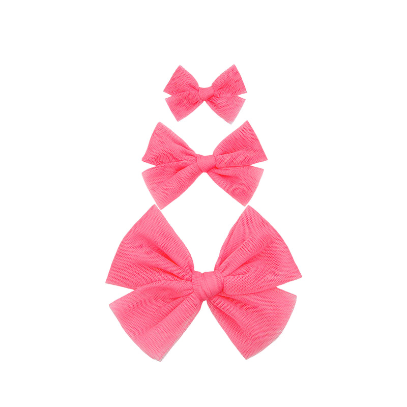 Tulle Bow - Strawberry Clip