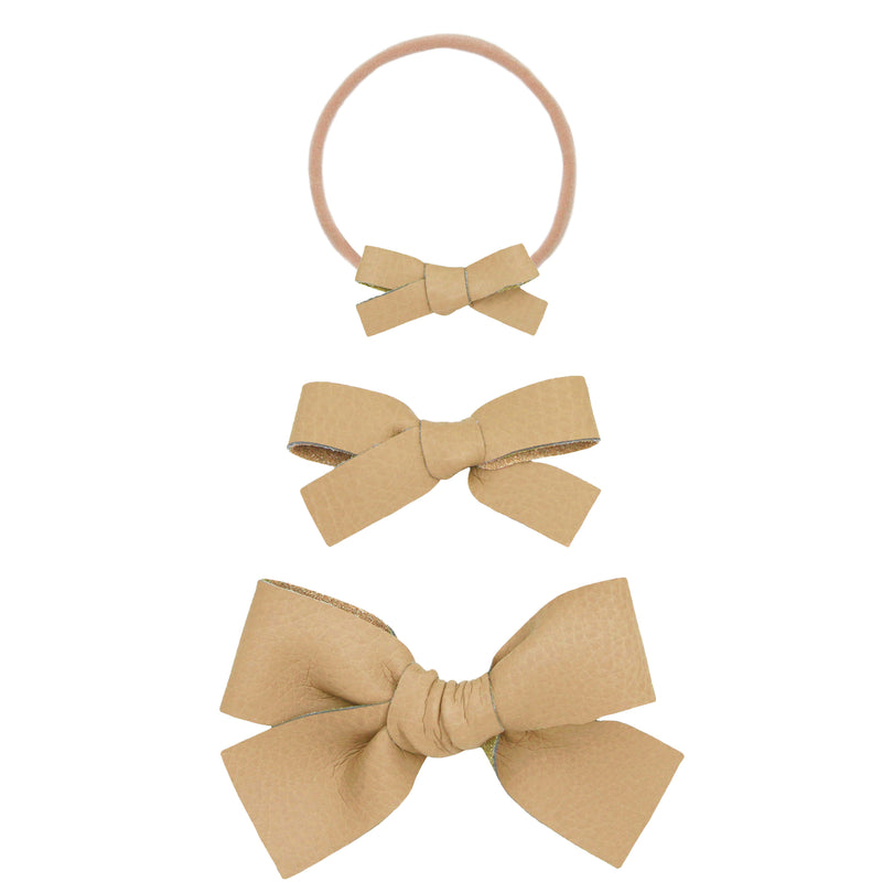 Leather - Tan Bow Headband