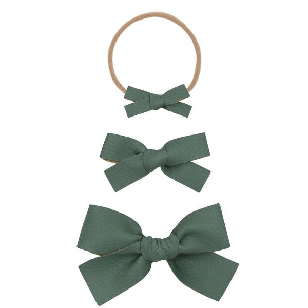 Leather - Jade Bow Headband