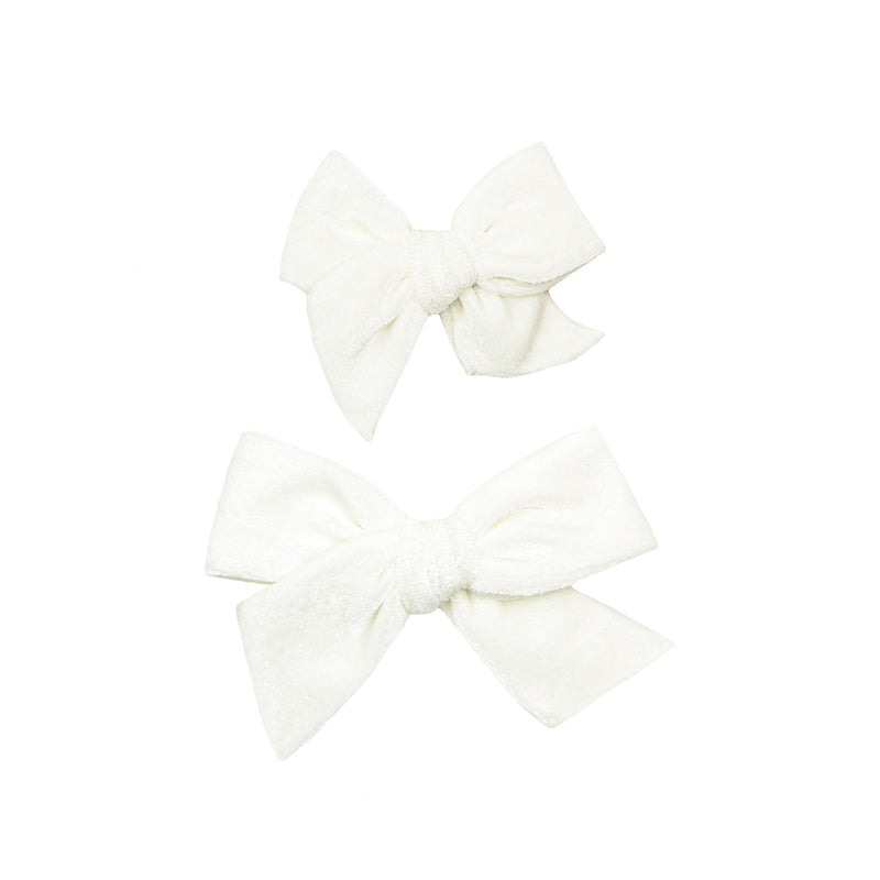 Velvet Bow Hair Clip 3 Pack: Petal