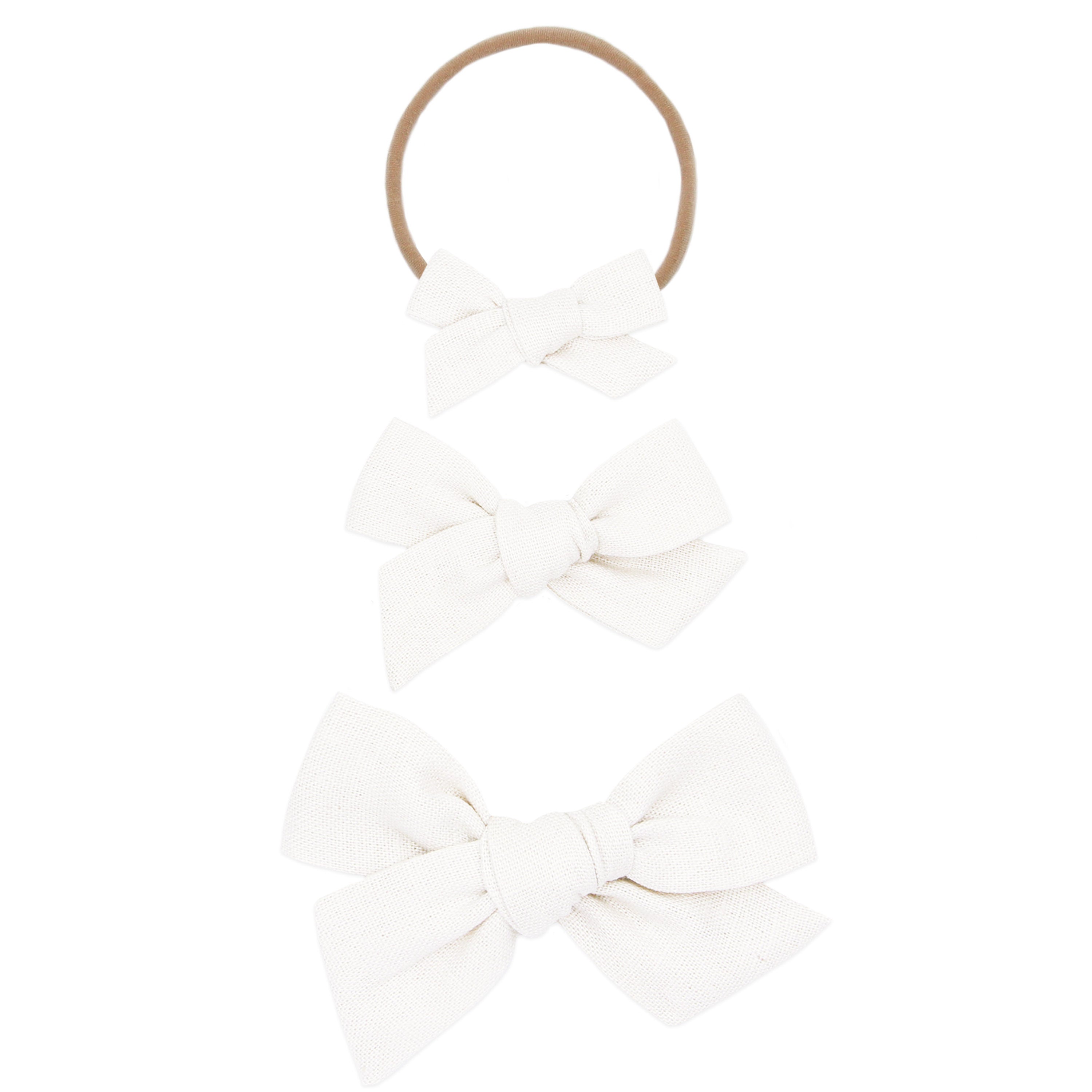 Linen Bow - White Headband