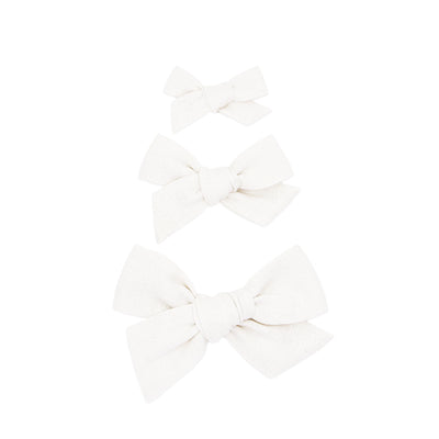 Linen Bow - White Clip